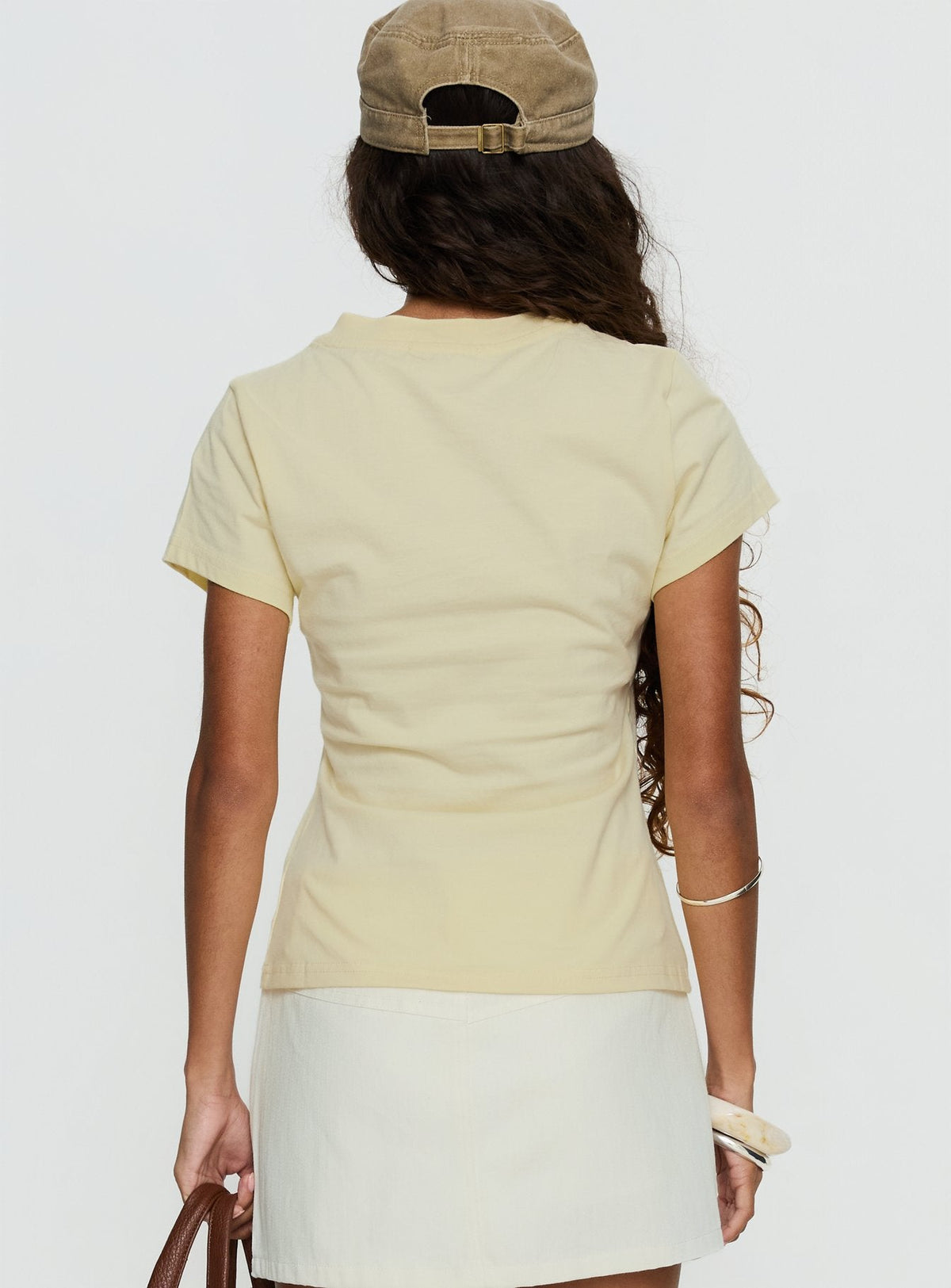 96 Charm Studded Graphic Baby Tee Yellow